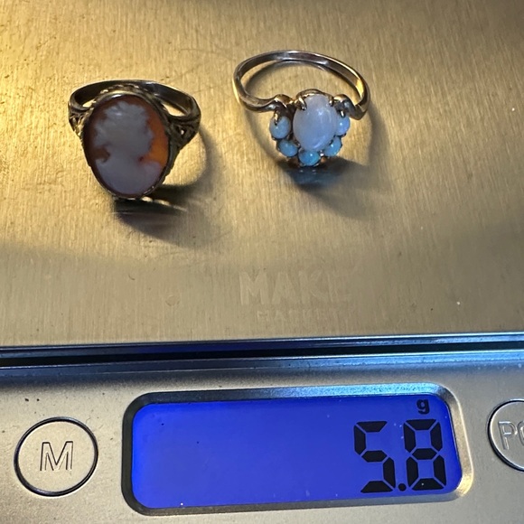 Vintage Gold Ring Lot – 14K Opal Cluster & Cameo Ring Estate Jewelry - Picture 13 of 13